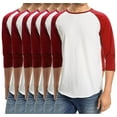 thumbnail image 1 of Men's Plain Baseball Athletic 3/4 Sleeve Cotton Tee Shirts, 1 of 4