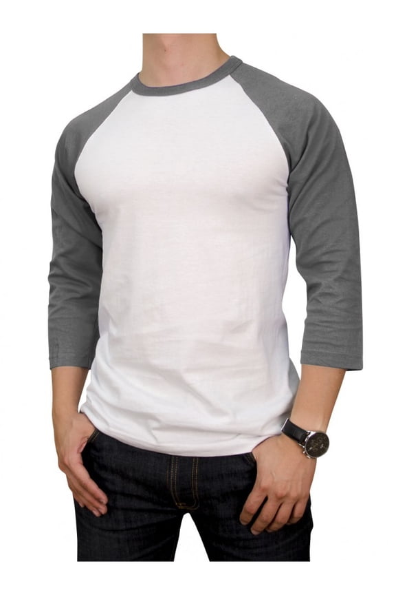Men's Plain Baseball Athletic 3/4 Sleeve Cotton Tee Shirts