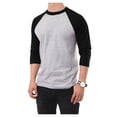 thumbnail image 1 of Men's Plain Baseball Athletic 3/4 Sleeve Cotton Tee Shirts, 1 of 4