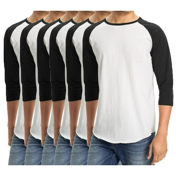 Men's Plain Baseball Athletic 3/4 Sleeve Cotton Tee Shirts
