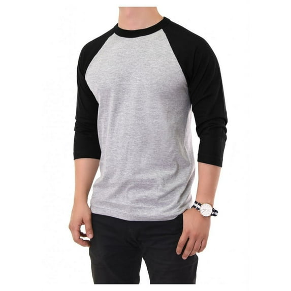Men's Plain Baseball Athletic 3/4 Sleeve Cotton Tee Shirts