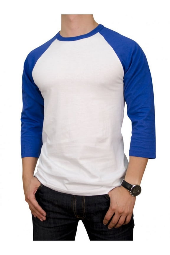 Men's Plain Baseball Athletic 3/4 Sleeve Cotton Tee Shirts