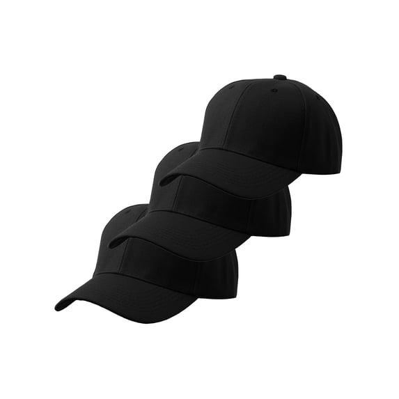 Men's Plain Baseball Cap Adjustable Curved Visor Hat-3P Black Black Black