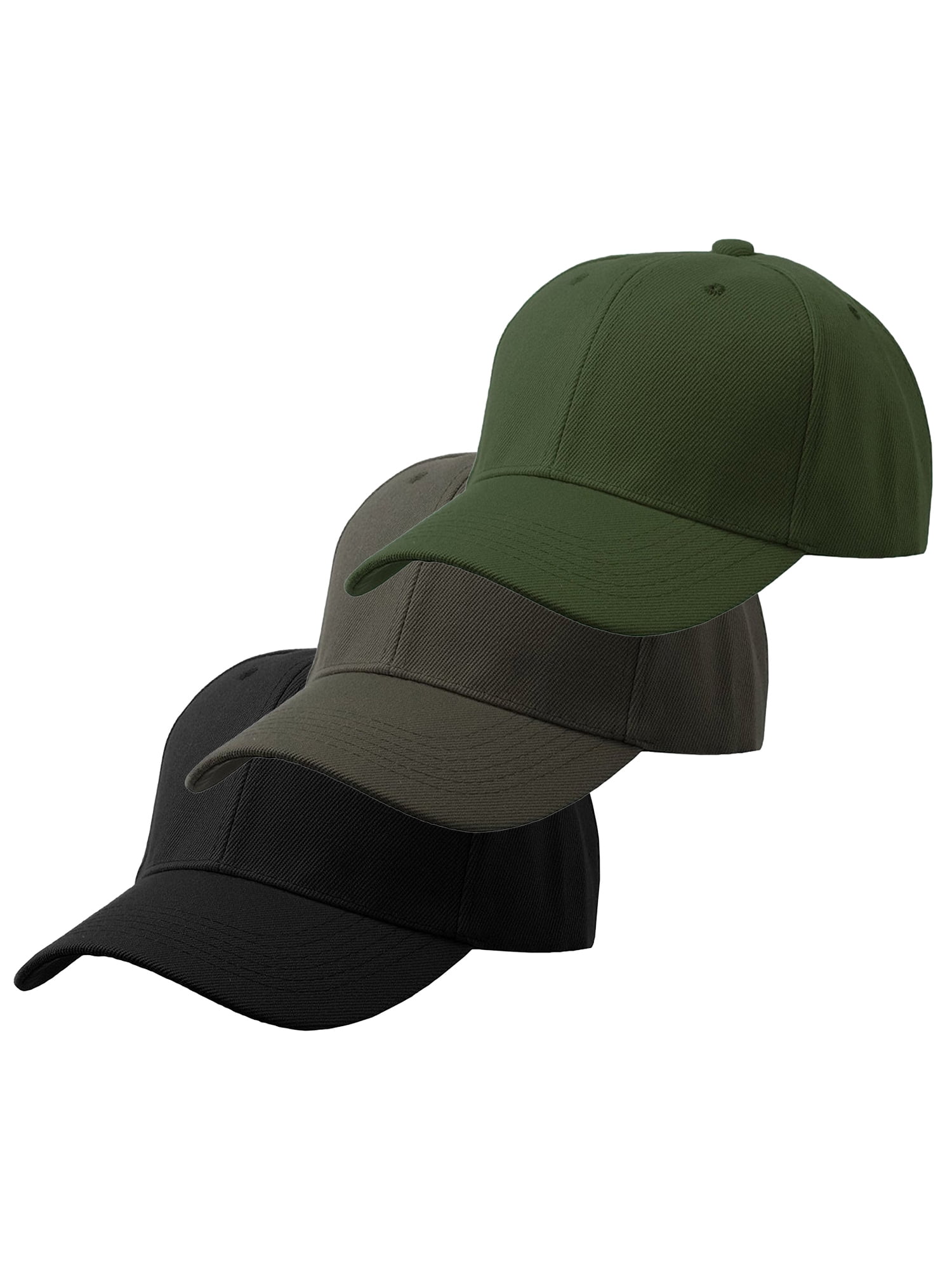 帽子 rajabrooke KERJA HAT black khaki Men's Plain Baseball Cap Adjustable Curved Visor Hat-3P Black Dark