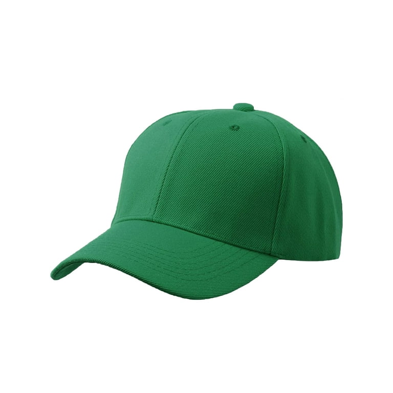 Men s Plain Baseball Cap Adjustable Curved Visor Hat Kelly Green Size One Size