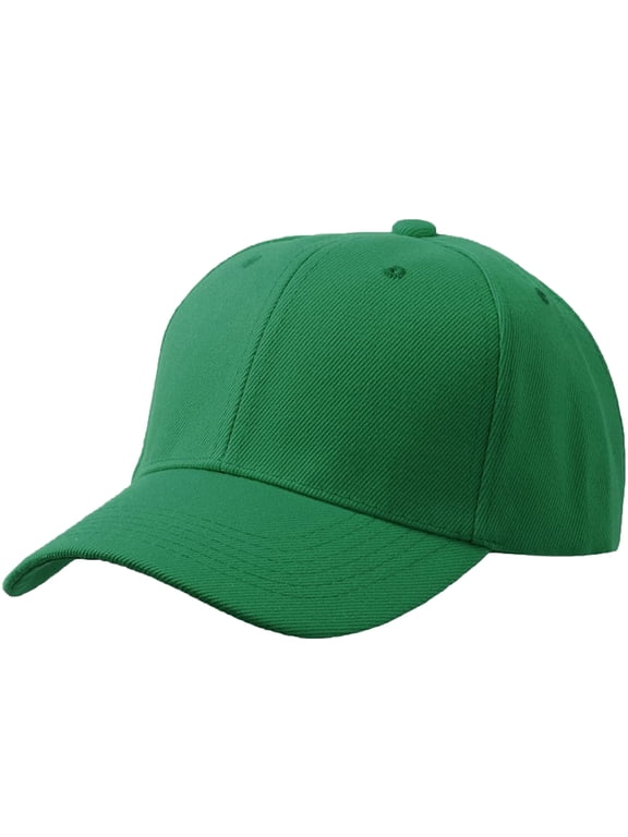 Men's Plain Baseball Cap Adjustable Curved Visor Hat - Kelly Green