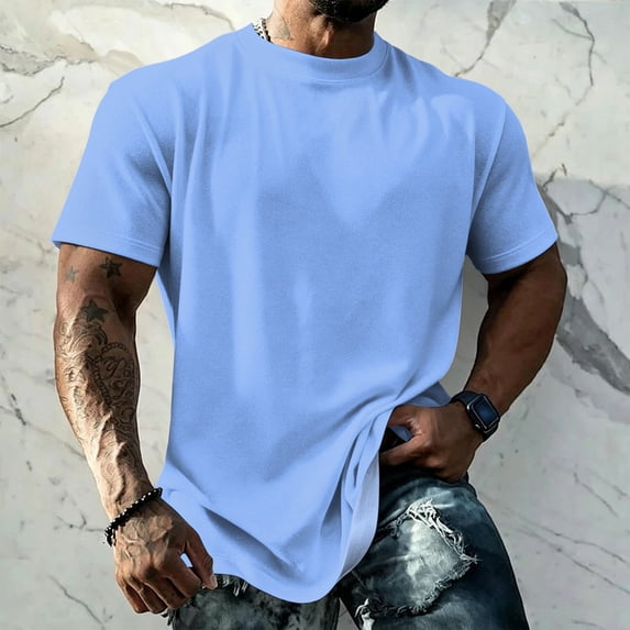 Men's Plain Crew Neck Short Sleeve T Shirt Cotton Blend Loose Fit Solid White Basic Casual Tee,XL