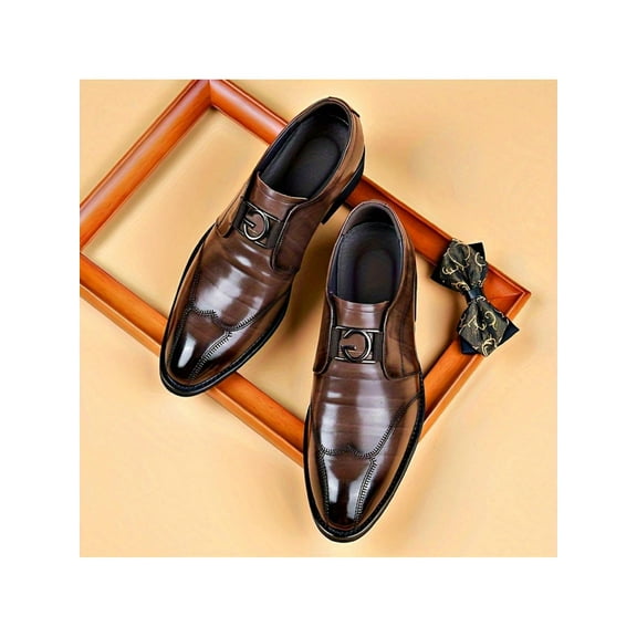 Men's Plain Dress Boots - Modern Classic Slip-On Oxford for Business, Casual, Formal Events