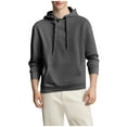 thumbnail image 1 of Men's Plain Hoodie Pocketed Soft Cotton Fleece Pullover Trendy Hooded Sweatshirts Fall Winter Tops (M, Dark Gray), 1 of 6