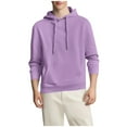 thumbnail image 1 of Men's Plain Hoodie Pocketed Soft Cotton Fleece Pullover Trendy Hooded Sweatshirts Fall Winter Tops (S, Purple), 1 of 6