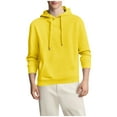 thumbnail image 1 of Men's Plain Hoodie Pocketed Soft Cotton Fleece Pullover Trendy Hooded Sweatshirts Fall Winter Tops (XL, Yellow), 1 of 6