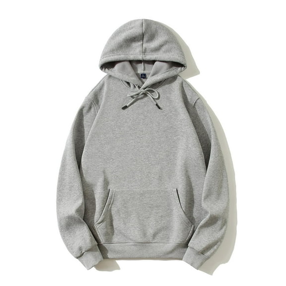 Men's Plain Hoodies with Fleece Lining Pocket Long Sleeve Warm Casual Loose Hooded Sweatshirt Pullover Tops (5XL, Gray)