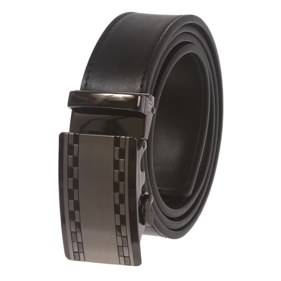 Men's Plain Leather Slide Ratchet Dress Belt with Automatic Buckle