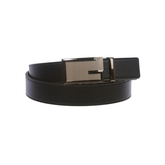 Men's Plain Leather Slide Ratchet Dress Belt with G Design Automatic Buckle