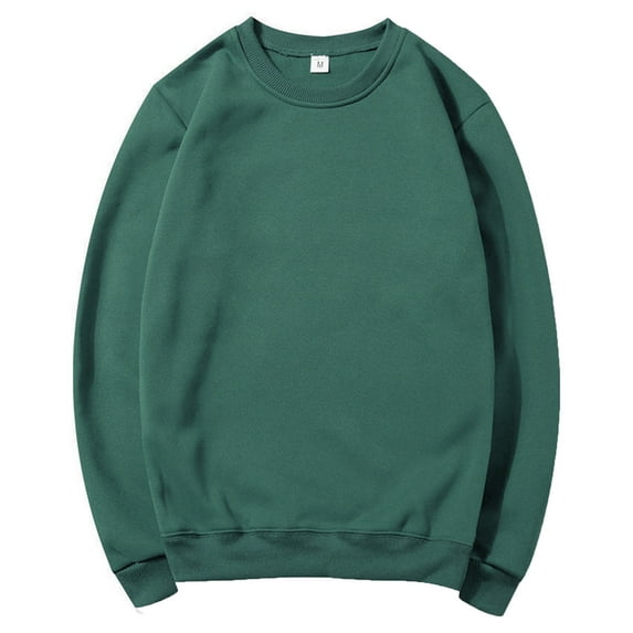 Men's Plain Pullover Crewneck Sweatshirts Comfy Cotton Loose Long Sleeve Lightweight Sport Base Sweater Tops (M, Army Green)