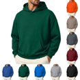 thumbnail image 1 of Men's Plain Pullover Hoodie Sweatshirt No Drawstring Fleece Sweatshirt with Front Pocket Loose Fit Long Sleeve Top, 1 of 6