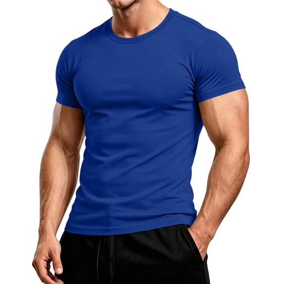Men's Plain Soft Knit T-Shirts for Men, Crewneck Short Sleeve Tee Slim Fit Basic Everyday Casual Top, 4-Pack Available Royal Blue 2XL
