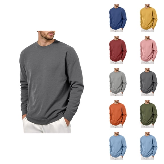 Men's Plain Sweatshirt Fall Winter Long Sleeve Crewneck Casual Basic Sweat Shirt Blouse Top