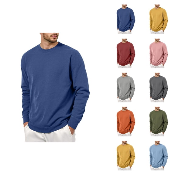 Men's Plain Sweatshirt Fall Winter Long Sleeve Crewneck Casual Basic Sweat Shirt Blouse Top