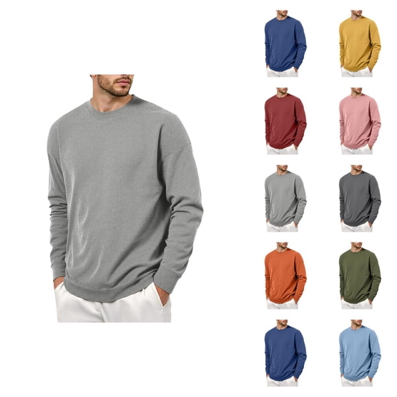 Men's Plain Sweatshirt Fall Winter Long Sleeve Crewneck Casual Basic Sweat Shirt Blouse Top