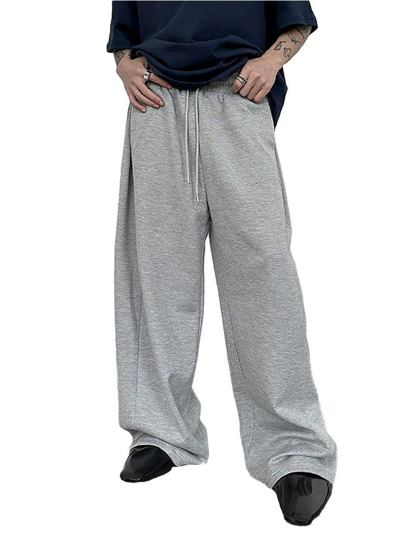 Men's Plain Wide Leg Light Grey Sweatpants S (36)