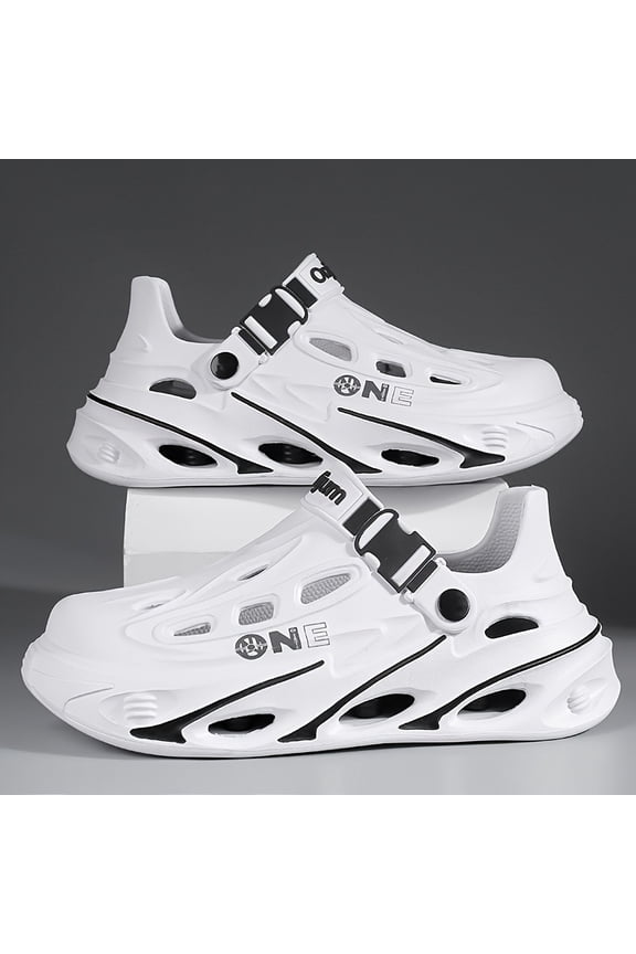 Men's Platform Clogs, Couple's Style Summer Fashion Hollow-Out Design Soft Sole Shock-Absorbing Closed-Toe Slippers, Versatile for Outings and Driving, Comfortable Casual Sandals for Women