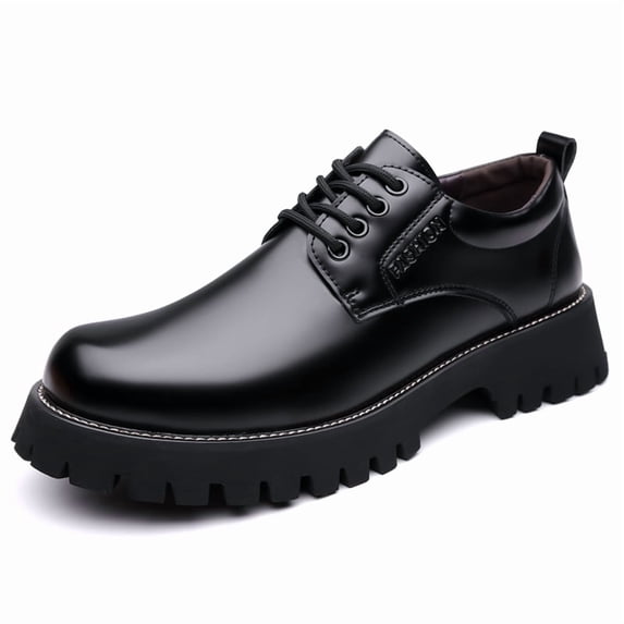 Men's Platform Lace-Up Leather Shoes