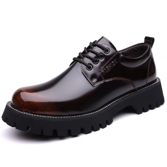 Men's Platform Lace-Up Leather Shoes