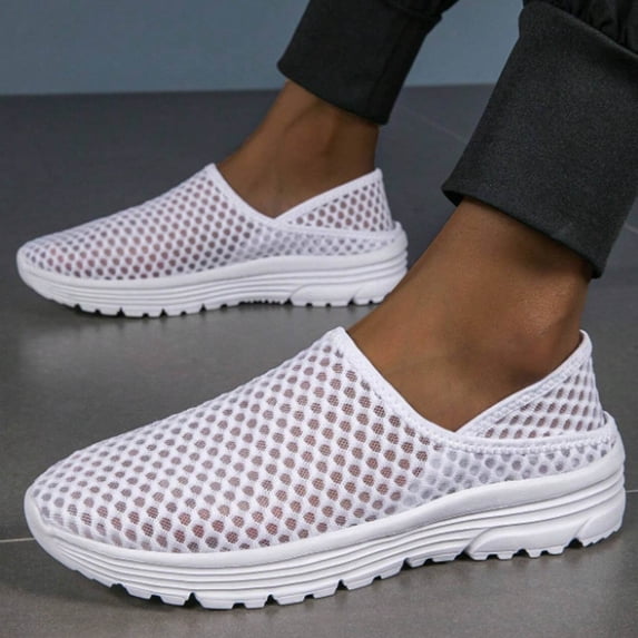 Men's Platform Non Slip Water Shoes Two Way Wear Lightweight Non Slip Hollow Out Mesh Slip On Sneakers