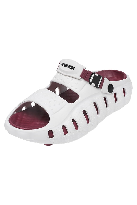Men's Platform Sandals Wide Width Open Toe Clogs Breathable Non Slip Quick Drying Beach Slides for Vacation Red Size 9.5