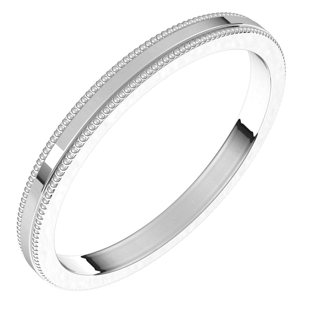 Men's Platinum 2mm Milgrain Flat Classic Bridal Wedding Engagement ...