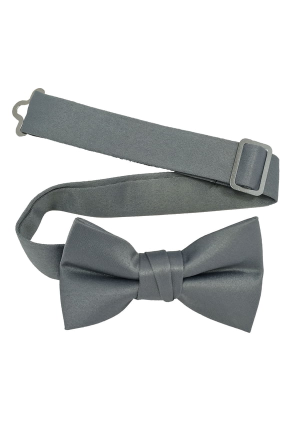Men’s Platinum Formal Satin Pre-Tied Bow Tie in a Variety of Colors by Spencer J’s Signature Satin Collection