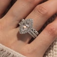 thumbnail image 1 of Men's Platinum Plated Sterling Silver 1.5ct Marquise CZ Eternity Band Wedding Bridal Ring Set ( Size 5 to 9 ), 7, 1 of 7