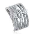 thumbnail image 1 of Men's Platinum Plated Sterling Silver 1ct Oval & Baguette CZ Art Deco Design Ladies Ring ( Size 5 to 9 ), 7, 1 of 3