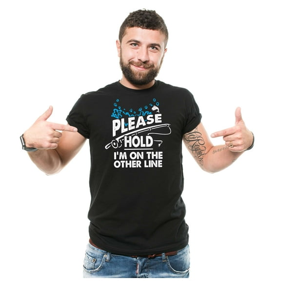 Men's Please Hold I'm On The Other Line Shirt Funny Fishing Shirt For Men Fishing Gifts