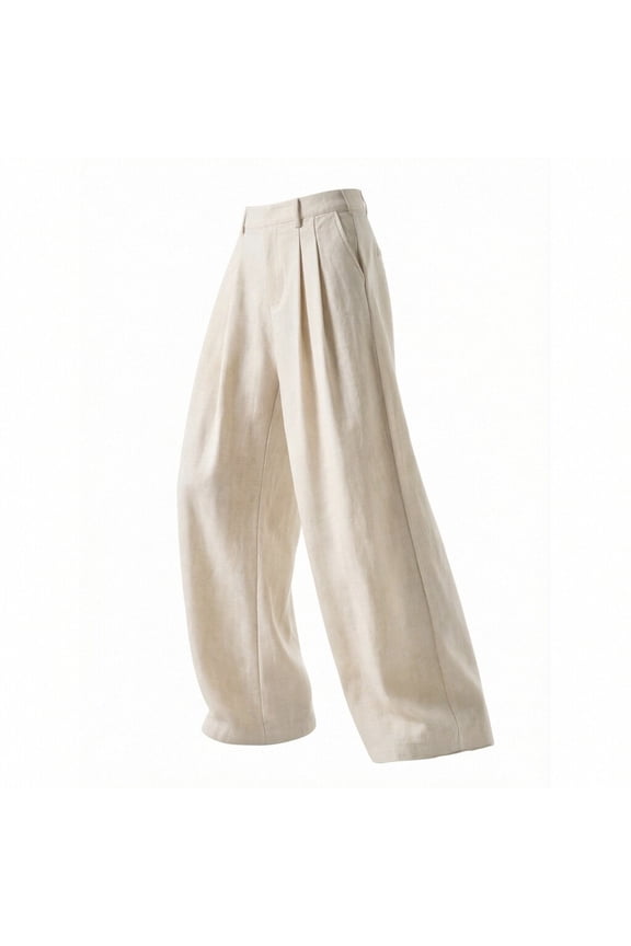 Men's Pleated Wide Leg Dress Pants High Waisted Baggy Slacks Old Money Style Trousers with Pockets for Business Casual Fall Office, Khaki, XL