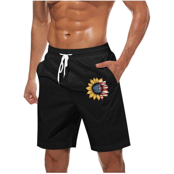 Men's Plus Size Bermuda Shorts Independence Day Printed Summer Holiday Beach Casual Sport Sweatpant Fishing Short Pant