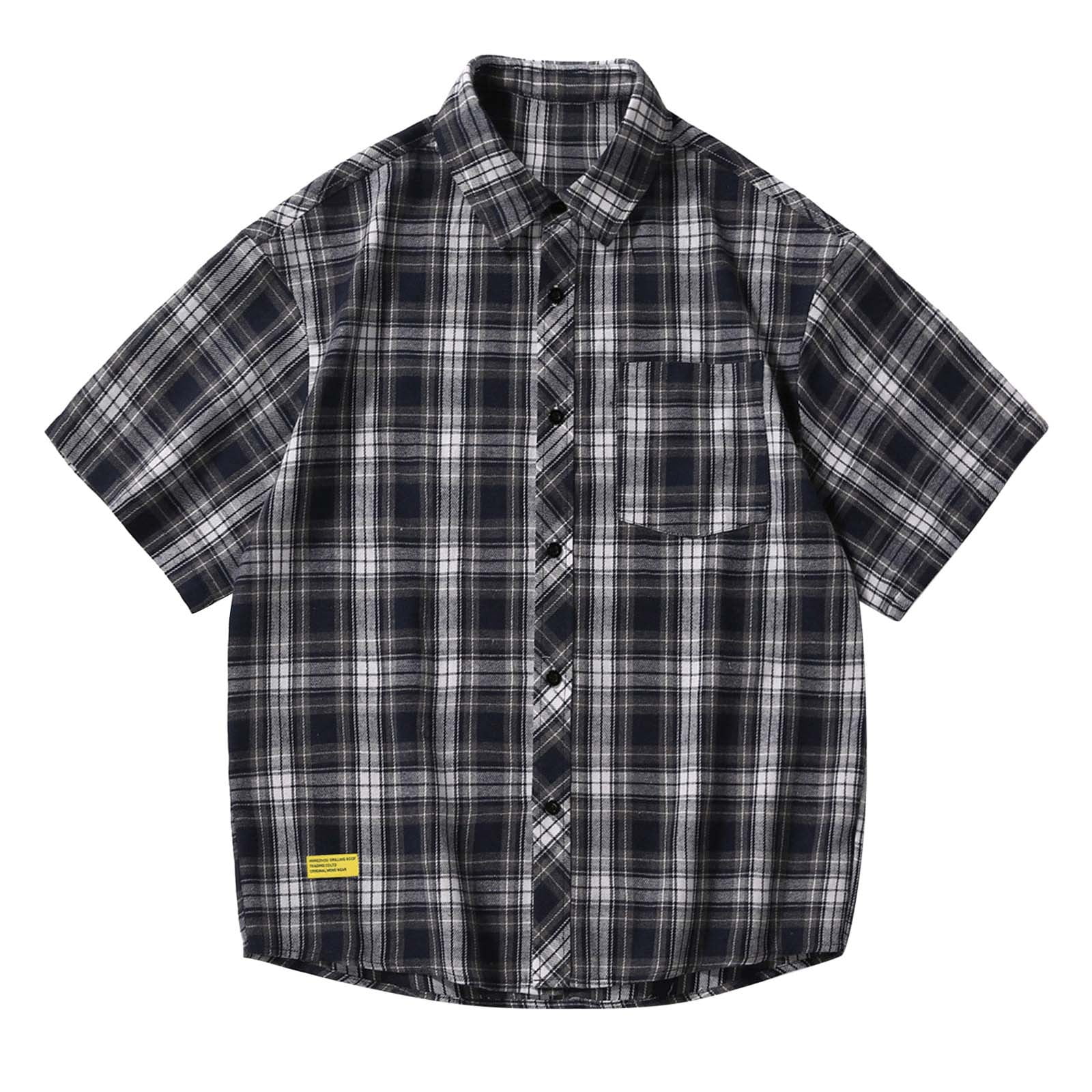 Men's Plus Size Striped Button Down Short Sleeve Shirt