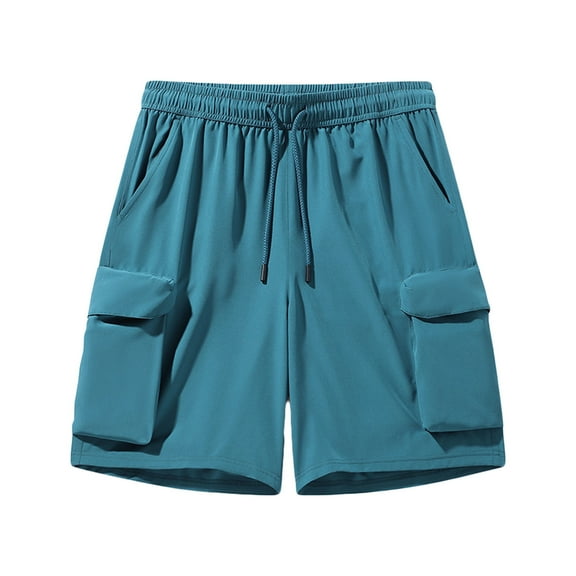 Men's Plus Size Cargo Shorts Drawstring Elastic Waist Workout Shorts with Multi Pockets for Casual Outdoor Basketball Running Gym Shorts