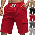 thumbnail image 1 of Men's Plus Size Cargo Shorts Solid Color Drawstring Elastic Waist Workout Shorts with Pockets Breathable for Casual Gym Sweat Shorts, 1 of 6