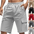 thumbnail image 1 of Men's Plus Size Cargo Shorts Solid Color Drawstring Elastic Waist Workout Shorts with Pockets Breathable for Casual Gym Sweat Shorts, 1 of 6