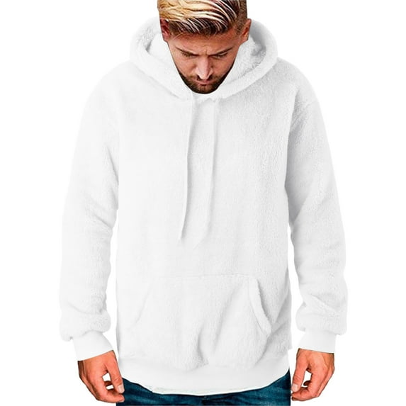 Men's Plus Size Casual Color Block Plush Sweatshirt Hoodie Loose Blouse Warm Coat Winter Top Blouse Slim Casual Solid Soft Top Coat Long Sleeve Hooded Sweatshirt Top Jacket