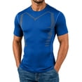 thumbnail image 1 of Men's Plus Size Compression Shirts Short Sleeve Workout T Shirt Cool Dry Athletic Undershirts Gym Yoga Base Layers Running Tops Size 3XL Blue, 1 of 6