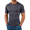 thumbnail image 1 of Men's Plus Size Compression Shirts Short Sleeve Workout T Shirt Cool Dry Athletic Undershirts Gym Yoga Base Layers Running Tops Size 3XL Dark Gray, 1 of 6