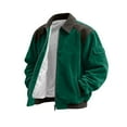 thumbnail image 1 of Men's Plus Size Corduroy Jacket - Casual Sports Style with Pocket & Zipper, Army Green, L, 1 of 5