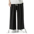 thumbnail image 1 of Men's Plus Size Cotton Linen Pajama Pants Casual Big and Tall Straight Wide Leg Trousers Outdoor Street Walking Pant, 1 of 6
