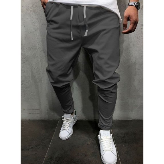 Men's Plus Size Drawstring Cropped Slim Pants
