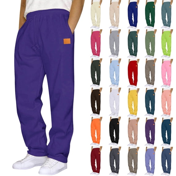 Men's Plus Size Fleece Joggers Drawstring Elastic Waist Sweatpants with Pockets, M-XXXL,2XL,Purple