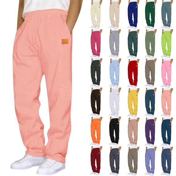 Men's Plus Size Fleece Joggers Drawstring Elastic Waist Sweatpants with Pockets, M-XXXL,2XL,Z-Pink