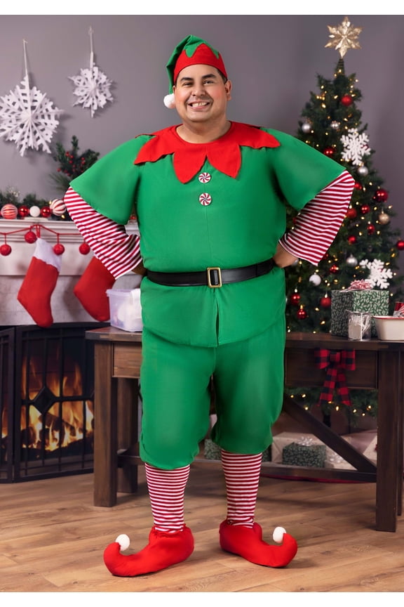 Men's Plus Size Holiday Elf Costume